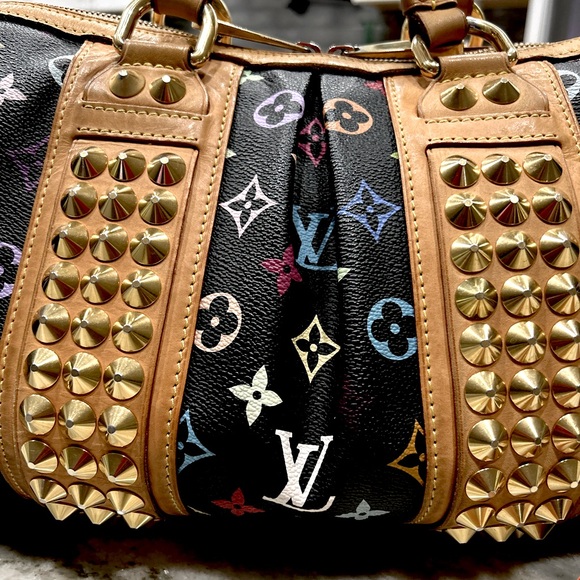 Louis Vuitton Authentic Courtney Black Murakami Studded Bag - Picture 6 of 16